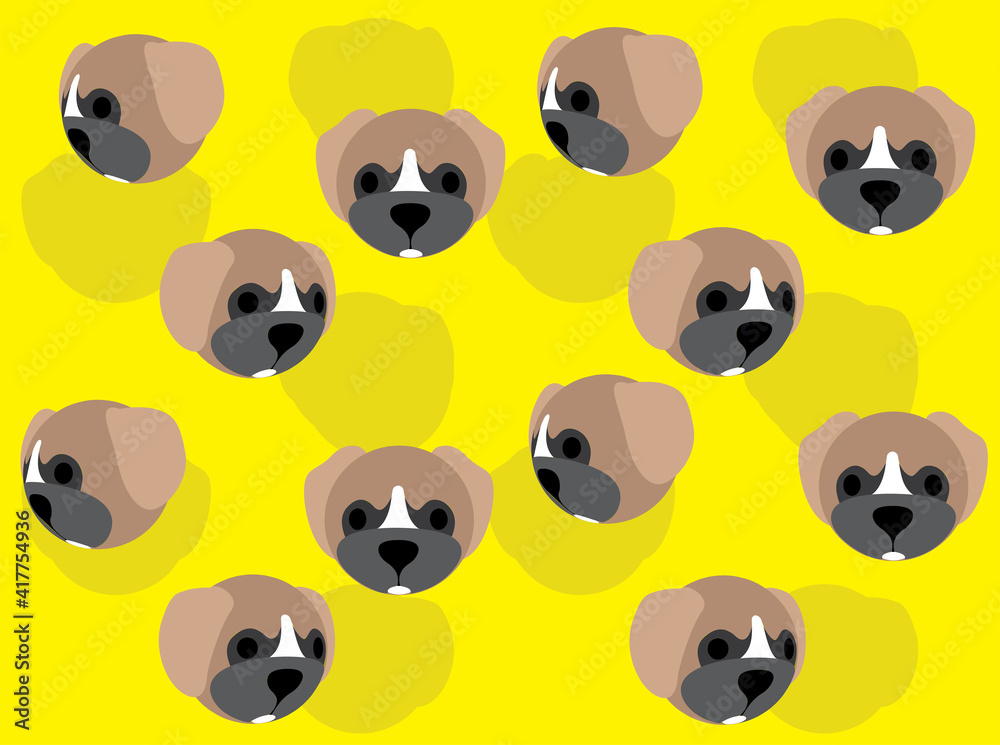 Animal Head Animation Dog Boxer Cartoon Illustration Seamless Background