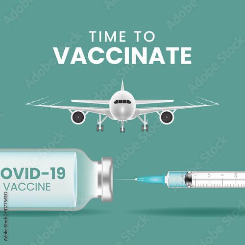 Coronavirus vaccine vector background. Covid-19 corona virus vaccination with vaccine bottle and syringe injection tool for covid-19 immunization treatment.
