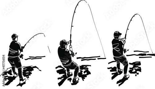 silhouette of a man fishing