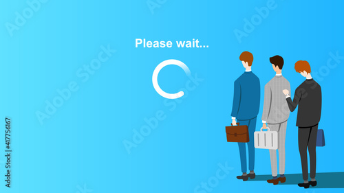 Message saying "Please wait". People in a queue. End time is not in sight.