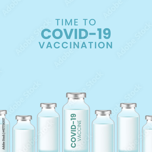 Coronavirus vaccine vector background. Covid-19 corona virus vaccination with vaccine bottle and syringe injection tool for covid-19 immunization treatment.