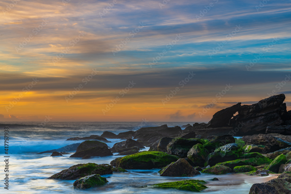 Pastels - high cloud sunrise seascape