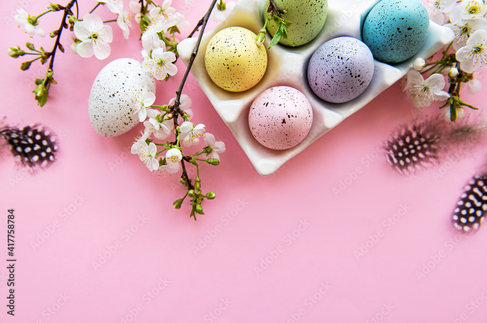 Top view of painted easter eggs Top view of painted easter eggs