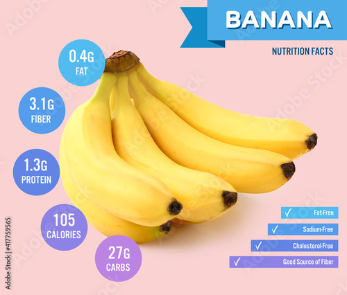 Fresh ripe bananas with nut...
