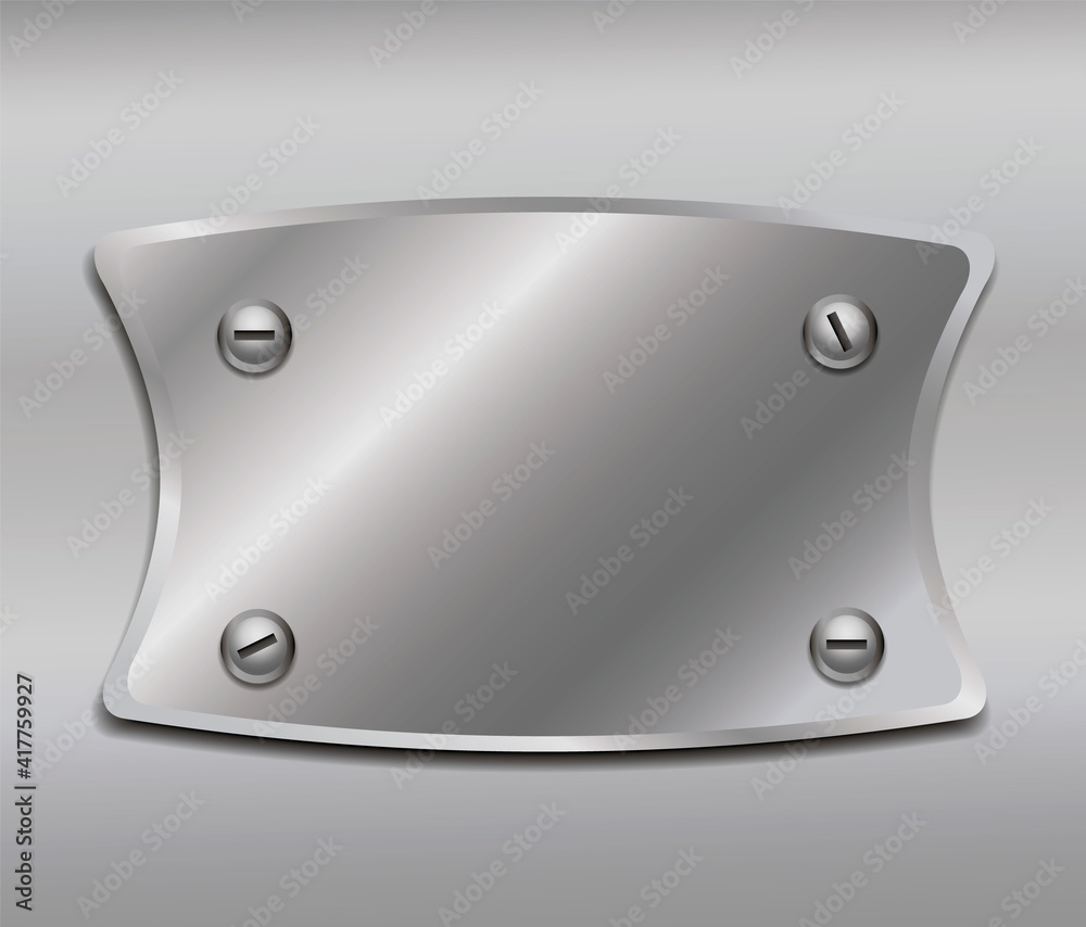 Shiny metal plate isolated on metallic background Shiny metal plate isolated on metallic background