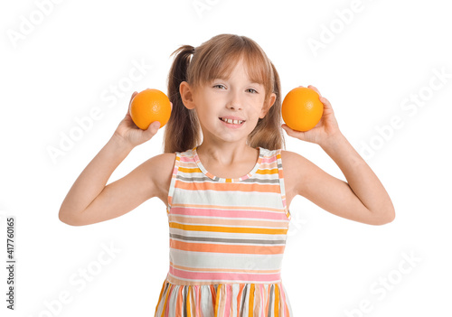 Cute little girl with orang...