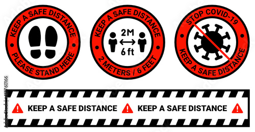 Social Distancing. Coronavirus epidemic protective set. Vector illustration