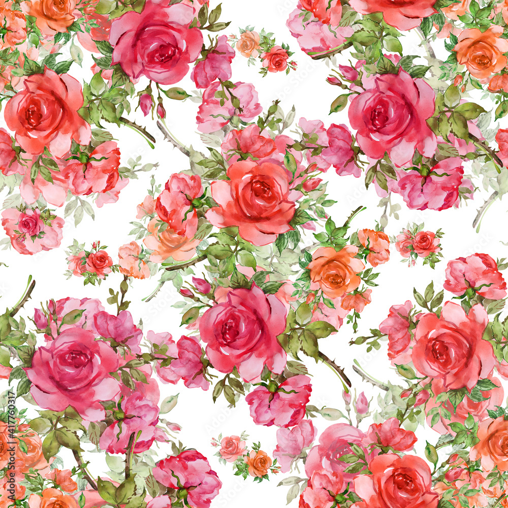 Seamless pattern of beautiful red roses Seamless pattern of beautiful red roses