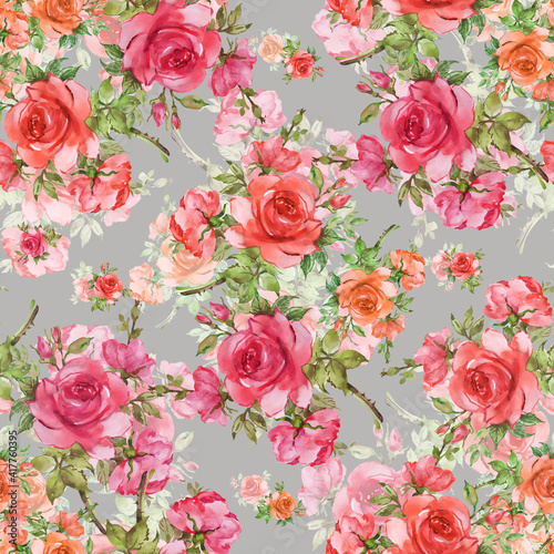 Seamless pattern of beautiful red roses