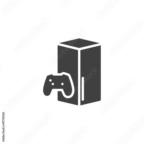 Gamepad and console vector icon. filled flat sign for mobile concept and web design. Video game console glyph icon. Symbol, logo illustration. Vector graphics