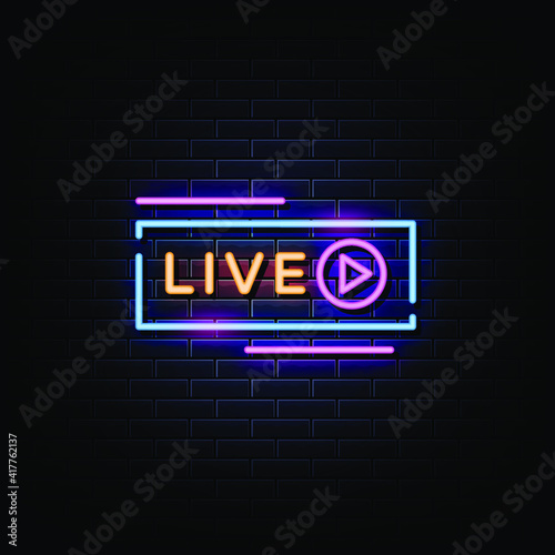 Live Neon Signs Style Text Vector