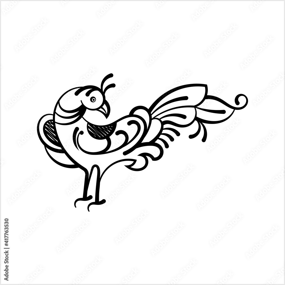 Calligraphic Style Bird, Artistic Bird Art Calligraphic Style Bird, Artistic Bird Art