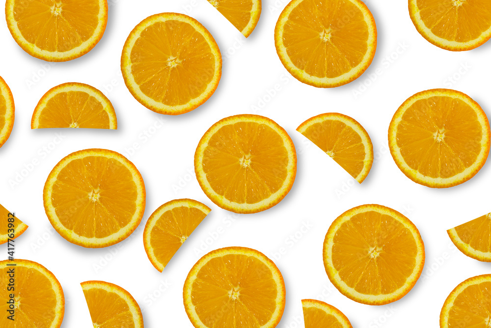 Fototapeta premium oranges on a white background. orange cut close up