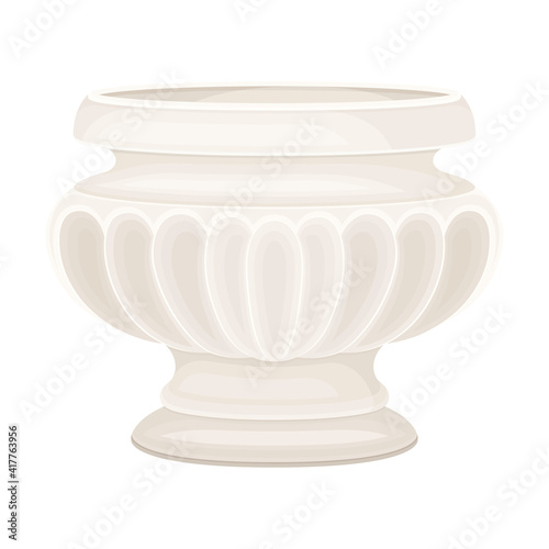 Antique Amphora with Wide Neck and Ornament Closeup View Vector Illustration