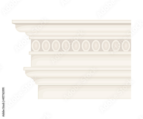 Antique Stone Column or Pillar Element with Ancient Ornament Vector Illustration