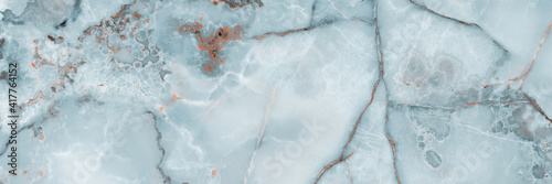 Marble granite aqua blue panorama background wall surface pattern, close up blue surface texture of elegance stone used for background. emperador marbel slab, onyx marble texture and luxury granit.