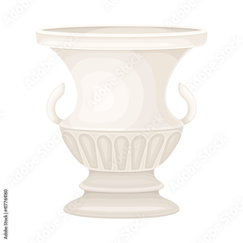 Antique Amphora with Wide Neck and Ornament Closeup View Vector Illustration