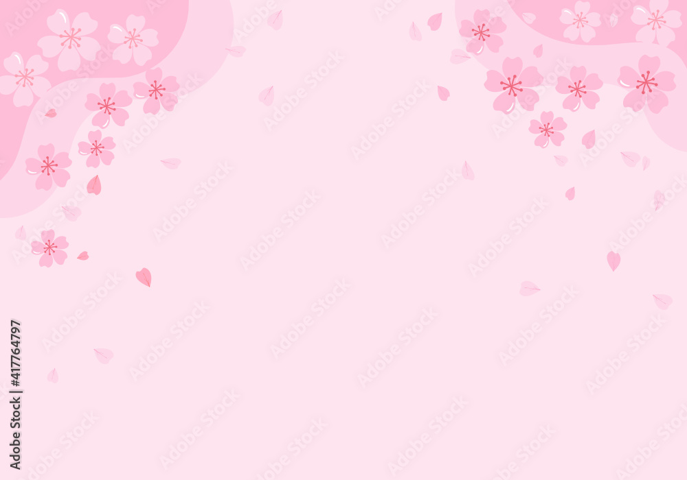 Pink Sakura flowers on a pink background vector illustration.