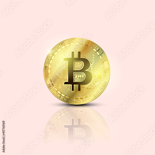 Bitcoins money Virtual currency concept background. Golden bitcoin coin blockchain technology for crypto currency. Digital money currency.