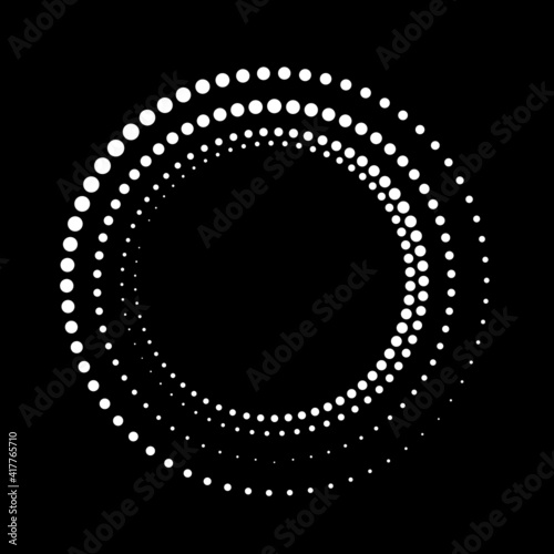 Halftone dots in circle form. round logo . vector dotted frame . design element