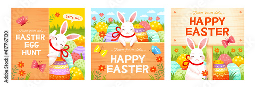 Easter bunny background templates