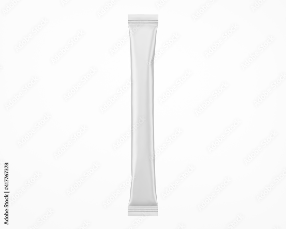 White Matte Stick Sachet Mockup - 3D Illustration Isolated on White, Top View