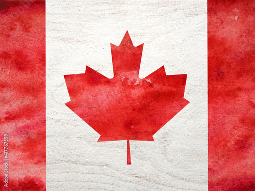 Canadian Flag. Beautiful greeting card. Closeup, view from above. National holiday concept. Congratulations for family, relatives, friends and colleagues