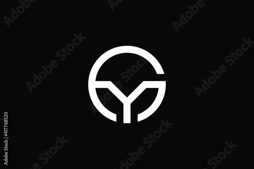 GY logo letter design on luxury background. YG logo monogram initials letter concept. GY icon logo design. YG elegant and Professional letter icon design on black background. G Y YG GY