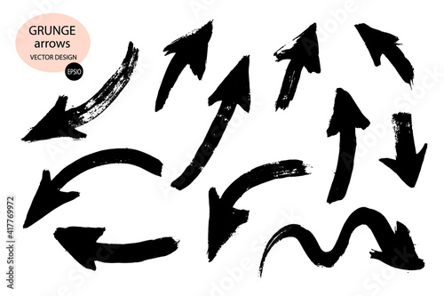 Manually isolated arrows set on a white background.A drawn paint object to use in your design.