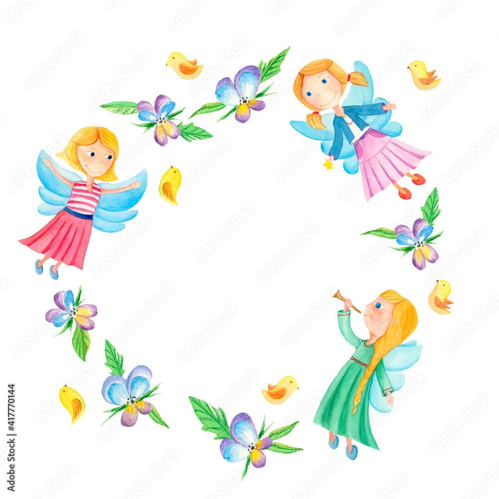 frames of watercolor flowers and fairy fairies. Bright spring frames for decorating postcards, congratulations and portraits. Decorative items for decoration and design and printing. frames of watercolor flowers and fairy fairies. Bright spring frames for decorating postcards, congratulations and portraits. Decorative items for decoration and design and printing.