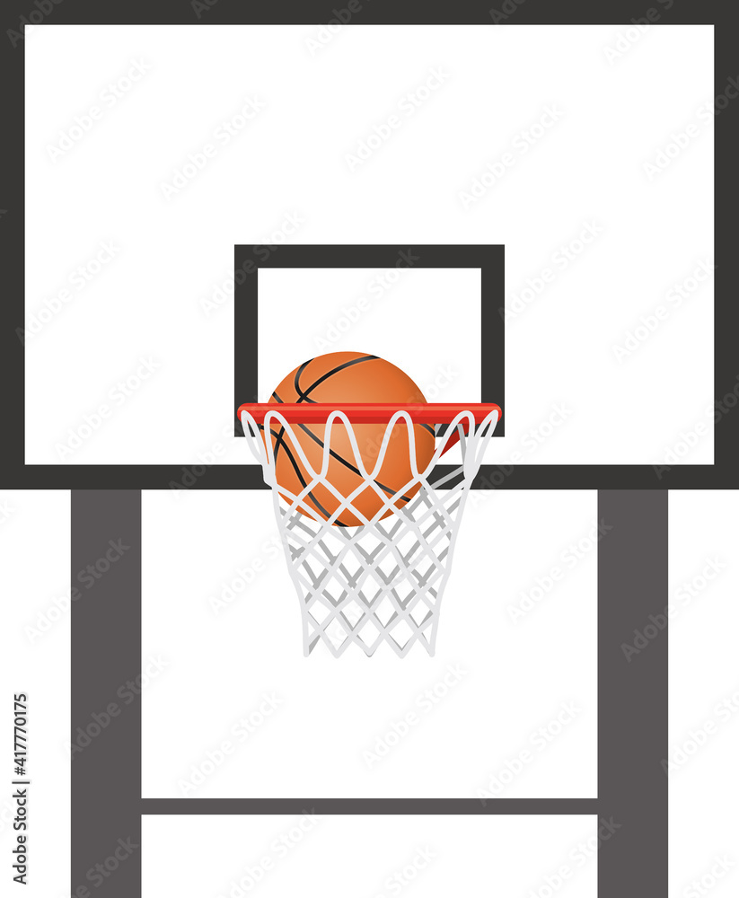 バスケットボールとゴールのイメージイラスト（正面）