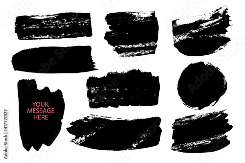 Masks.Vector set of brushes.Grunge design elements.Rectangular text fields.Thin dirty disaster texture banners.Rough drawn banners. photo