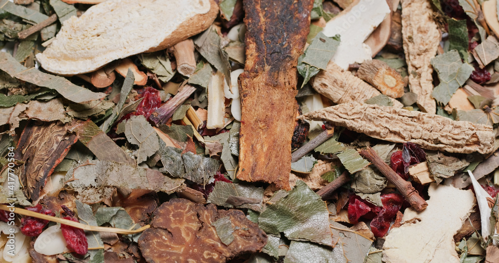 Chinese herbal medicine tea on table