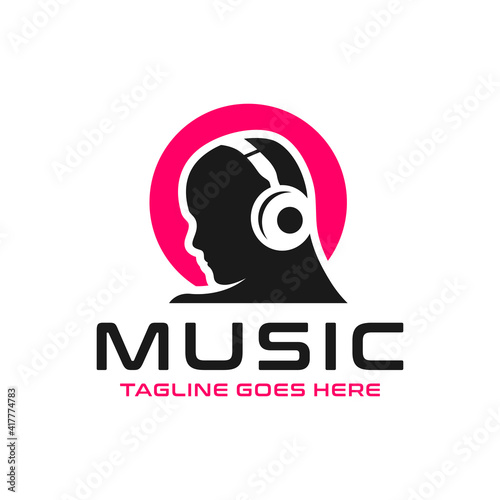 logo listening to music with a headset