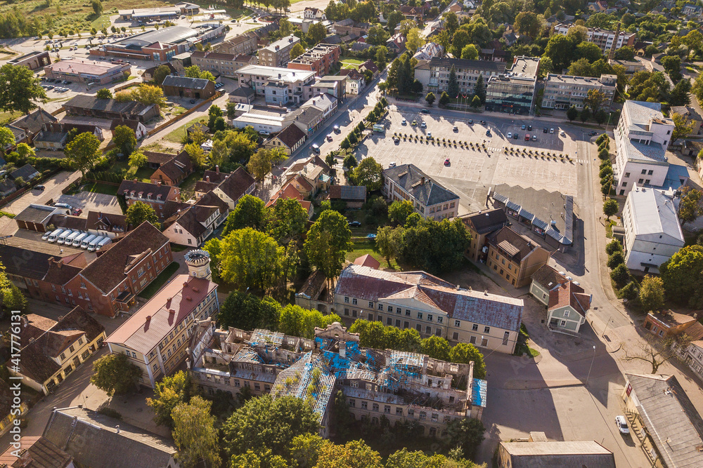 Aerial view of city Kuldiga, Latvia