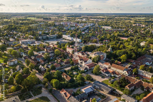 Fototapeta Naklejka Na Ścianę i Meble -  Aerial view of city Kuldiga, Latvia