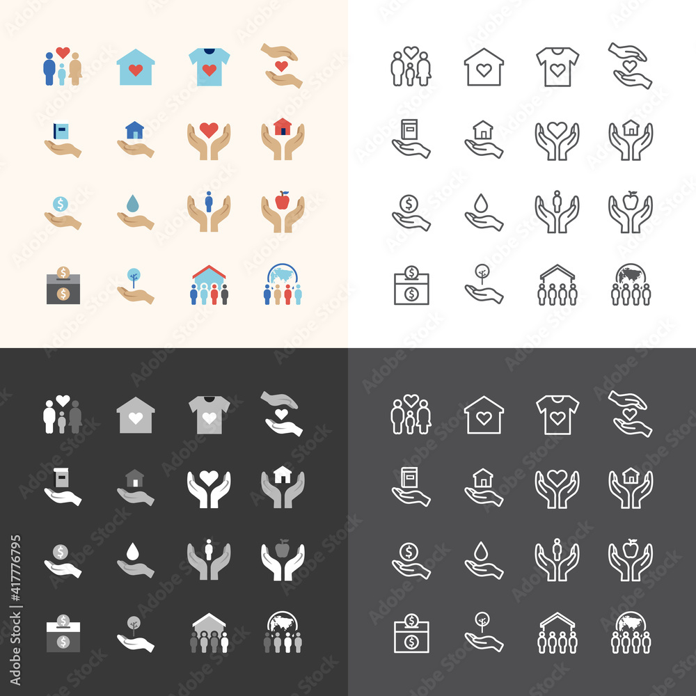 Vector flat icons set of business finance technology outline concept.