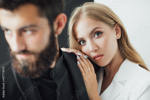 Formal dress code. Visiting event or ceremony. Couple ready for award ceremony. Main rules picking clothes. Corporate party. Award ceremony concept. Bearded gentleman wear tuxedo girl elegant dress.