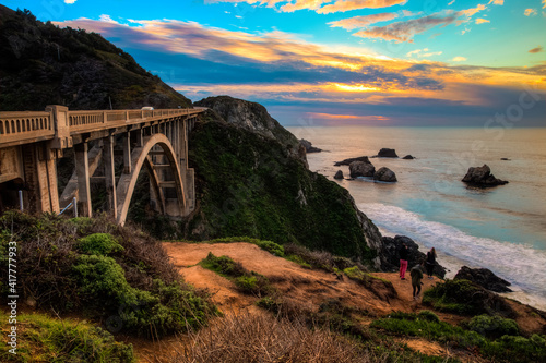 Bixby Bridge in Big Sur at Sunset, California photo