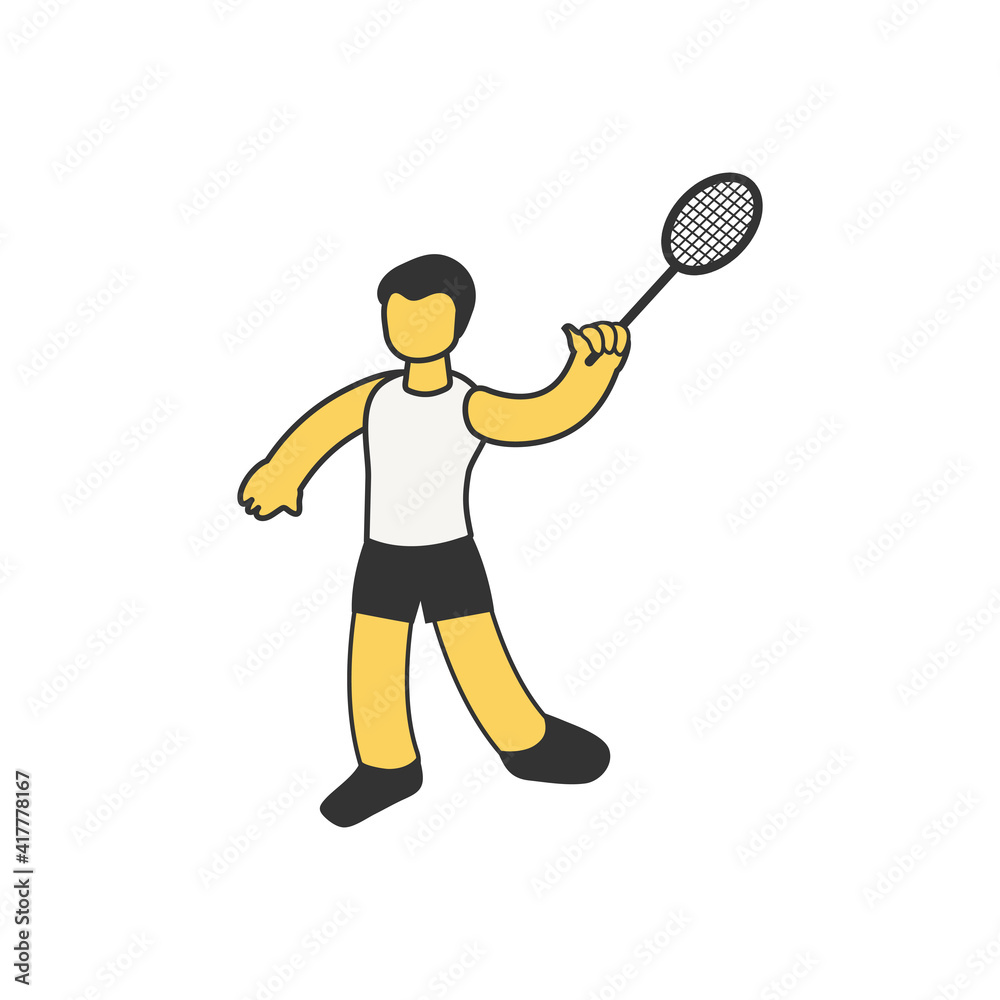 Tennis Player Isometric Composition