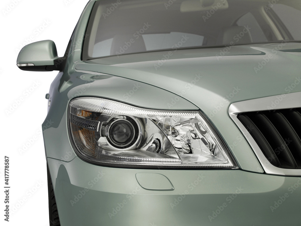 Motor-car Headlight and grate of radiator on a car