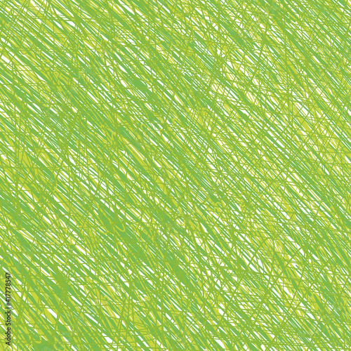 Pen tangled line green herbal pattern sketch. Hatched drawing picture. Hand drawn vector. Abstract background.