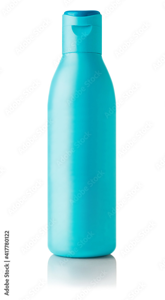 Plastic bottle with soap or shampoo without label isolated on white background Plastic bottle with soap or shampoo without label isolated on white background