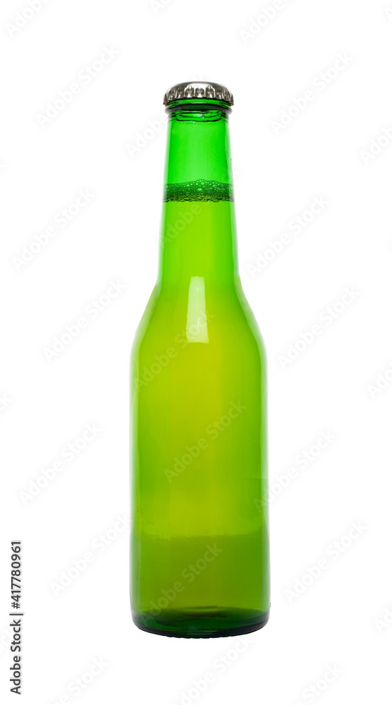 Green beer bottle isolated on white Green beer bottle isolated on white