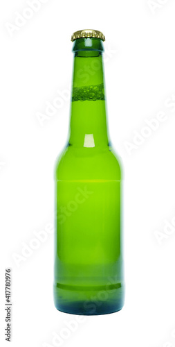 isolated green bottle of beer