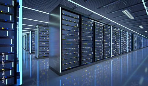 Server room data center - 3d rendering photo