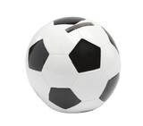 Single soccer ball - money box isolated on white background