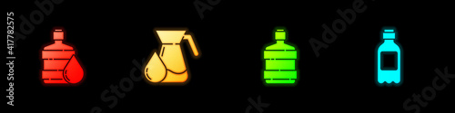 Set Big bottle with clean water, Jug glass, and Bottle of icon. Vector.