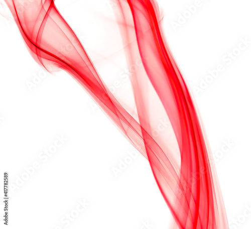 swirling movement of red smoke group, abstract line Isolated on white background