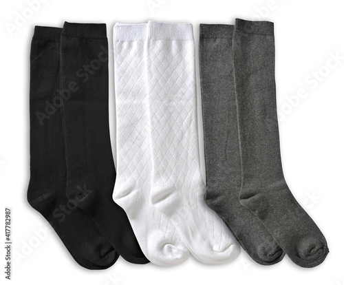 Three Pair of black male socks isolated on the white background